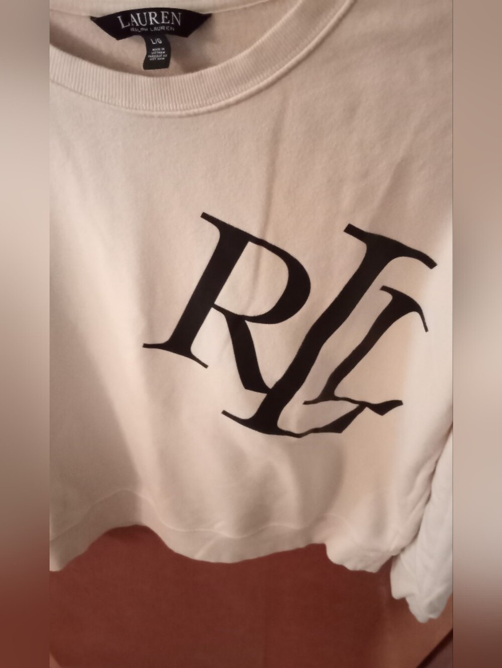 Ralph Lauren Ivory Sweatshirt with Black RL Logo